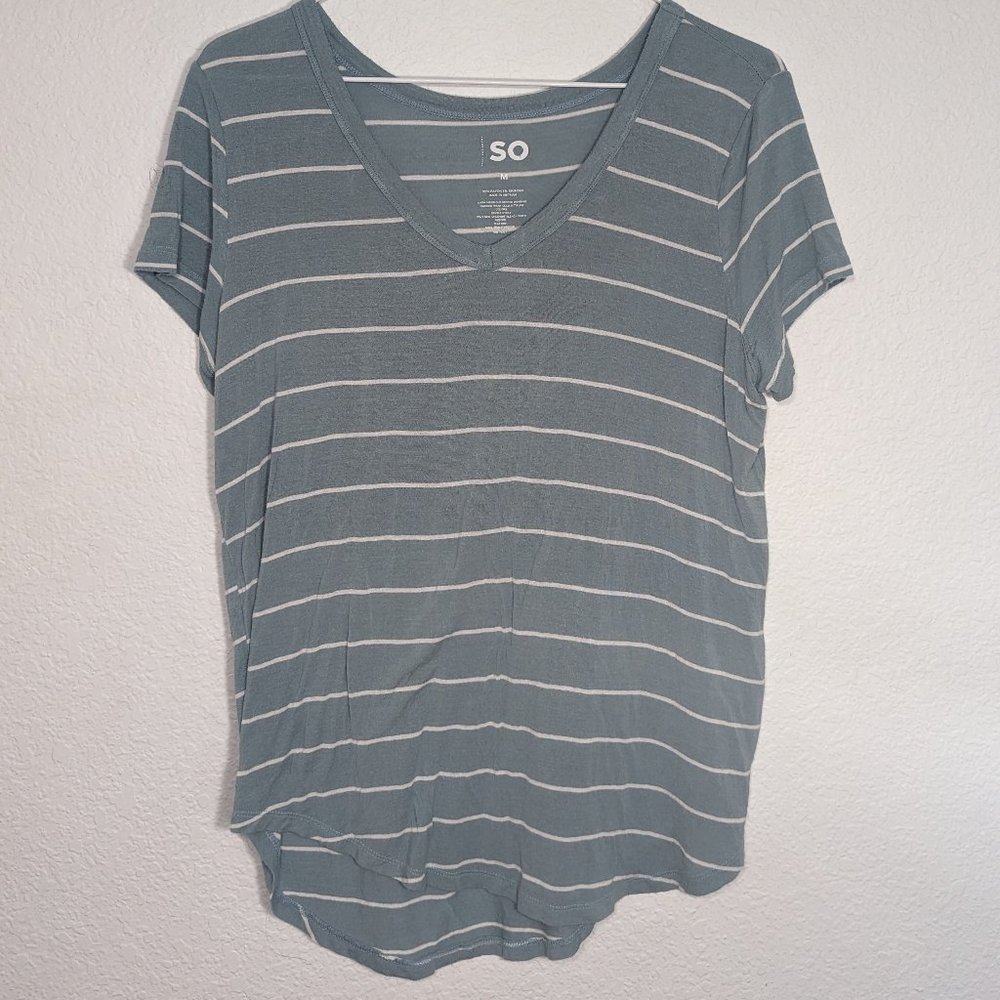 light green and white stripped shirt